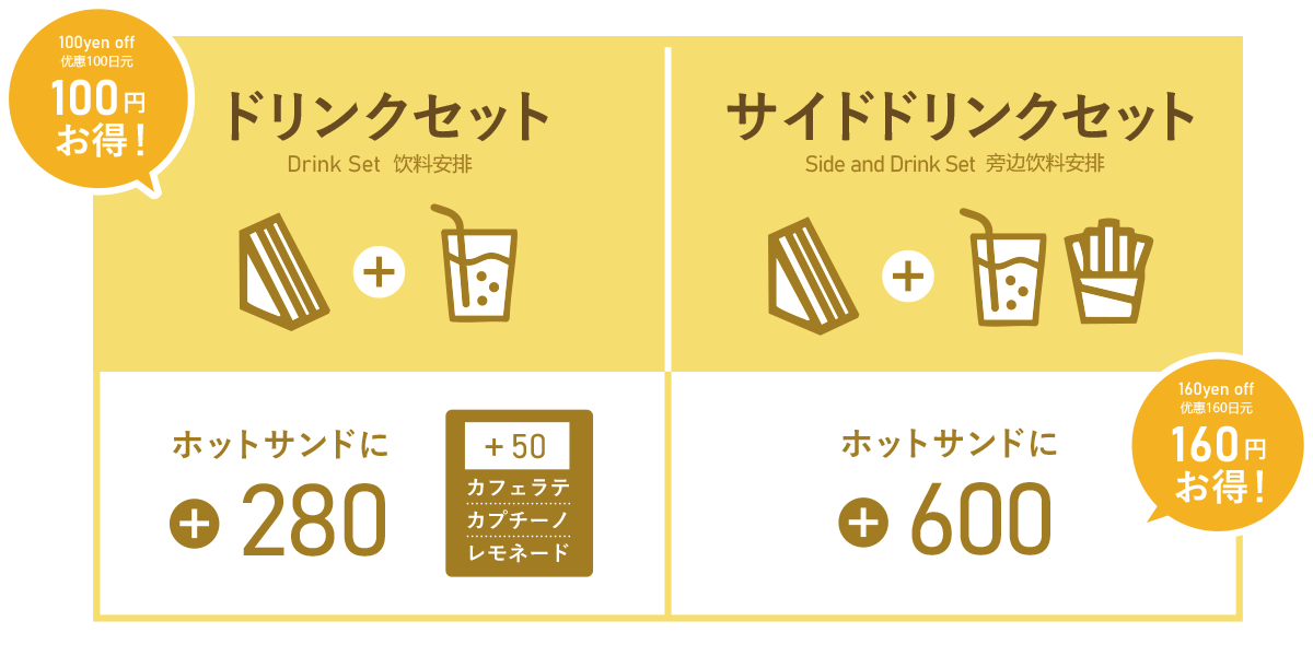 バンクサンドイッチのお得なセットメニュー